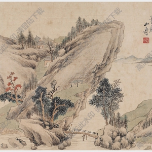 清 黃山壽《擬古山水》-5國(guó)畫(huà)高清大圖下載