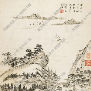 清 王宸《山水冊(cè)》-4國(guó)畫(huà)高清大圖下載