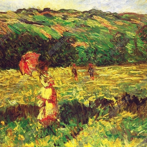 莫奈的畫_田野風(fēng)景_撐紅傘的女子_高清大圖下載