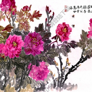 馬世治《洛陽(yáng)紅牡丹》國(guó)畫(huà)高清大圖下載