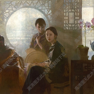 陳衍寧油畫作品_三個古裝女子_高清大圖下載