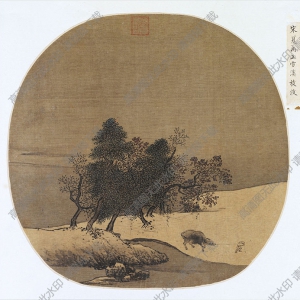 宋 夏禹玉《雪溪放牧圖》團(tuán)扇國畫高清大圖下載