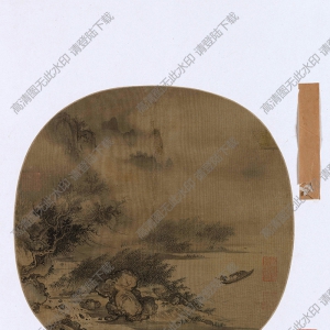 宋《風(fēng)雨歸舟圖》團(tuán)扇國畫高清大圖下載