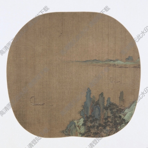 宋《江上青峰圖》團(tuán)扇國畫高清大圖下載