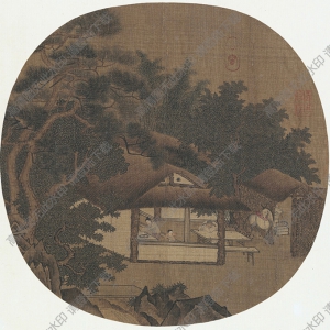 宋《征人曉發(fā)圖》團(tuán)扇國畫高清大圖下載