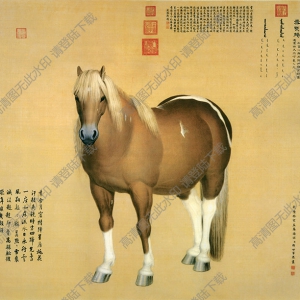 郎世寧_雪點(diǎn)雕_駿馬_國(guó)畫(huà)高清大圖下載