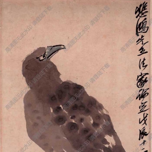 齊白石國(guó)畫_蒼鷹高立圖_贈(zèng)徐悲鴻_高清圖片下載