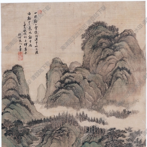 王翚 溪口白云圖 國(guó)畫高清大圖下載