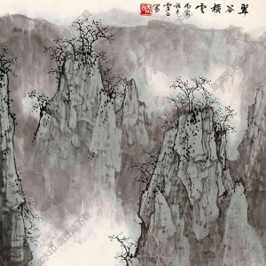 白雪石油畫_翠谷橫云_高清圖片下載