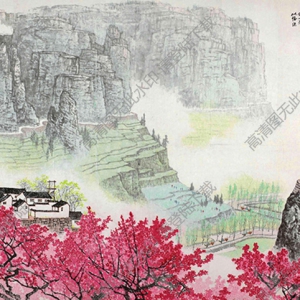 白雪石_名畫_大寨紅花遍地開_高清大圖下載