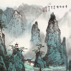 白雪石_名畫_奇峰白云_高清大圖下載