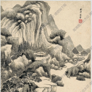 明 王鑒《仿古山水》-4國畫高清大圖下載