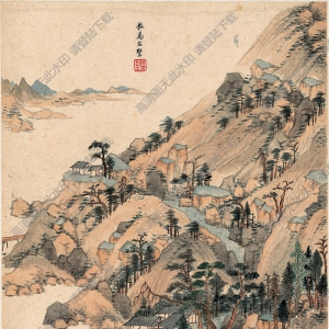 明 王鑒《仿古山水》-5國畫高清大圖下載