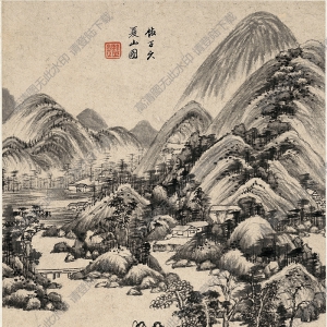 明 王鑒《仿古山水二》-2國畫高清大圖下載