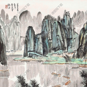 白雪石名畫_漓江風光_高清大圖下載