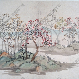 清 汪士慎《花卉山水圖》-2 國(guó)畫(huà)高清大圖下載