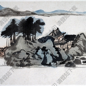 清 石濤《山水圖冊(cè)》-4國(guó)畫(huà)高清大圖下載