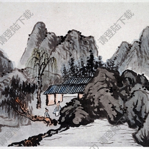 清 石濤《山水圖冊(cè)》-5國(guó)畫(huà)高清大圖下載