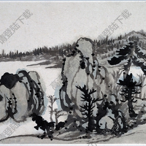 清 石濤《山水圖冊(cè)》-7國(guó)畫(huà)高清大圖下載