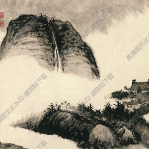 明 石濤《設(shè)色山水》-1國(guó)畫(huà)高清大圖下載