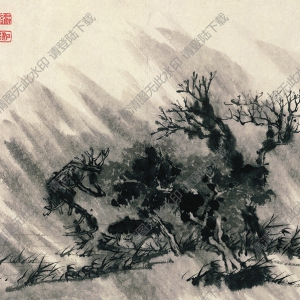 明 石濤《設(shè)色山水》-3國(guó)畫(huà)高清大圖下載