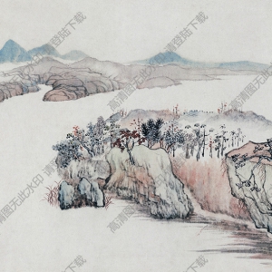 明 石濤《設(shè)色山水》-4國(guó)畫(huà)高清大圖下載