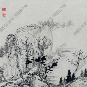 明 石濤《設(shè)色山水》-5國(guó)畫(huà)高清大圖下載