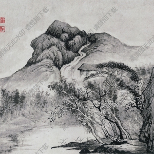 明 石濤《設(shè)色山水》-6國(guó)畫(huà)高清大圖下載
