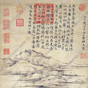 元 倪瓚《容膝齋圖》國(guó)畫(huà)高清大圖下載