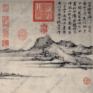 元 倪瓚《紫芝山房圖》國(guó)畫(huà)高清大圖下載