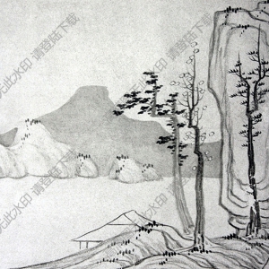 清 龔賢《山水圖》-1國(guó)畫(huà)高清大圖下載