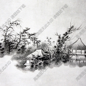 清 龔賢《山水圖》-4國(guó)畫(huà)高清大圖下載