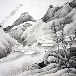 清 龔賢《山水圖》-11國(guó)畫高清大圖下載