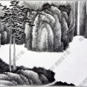 清 龔賢《山水圖》-21國(guó)畫高清大圖下載