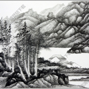 清 龔賢《山水圖》-23國(guó)畫高清大圖下載