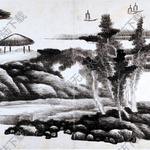 清 龔賢《十二景山水》-7國(guó)畫高清大圖下載