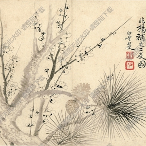 清 惲南田《梅花》國(guó)畫高清大圖下載