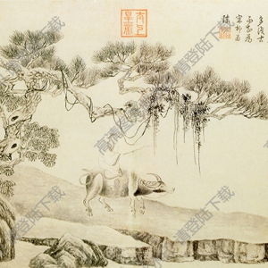 明 唐寅《山水人物》-5國畫高清大圖下載