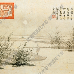 明 唐寅《山水人物》-8國畫高清大圖下載
