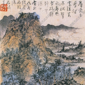 清  髡殘《山水冊(cè)頁》-3國畫高清大圖下載