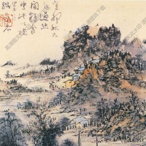 清  髡殘《山水冊(cè)頁》-4國畫高清大圖下載