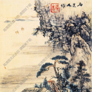 清  髡殘《山水冊(cè)頁》-15國畫高清大圖下載
