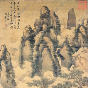 明 戴進(jìn)《長松五鹿》國畫高清大圖下載