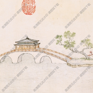 清 徐揚(yáng)《玉帶橋詩意圖》國畫高清大圖下載