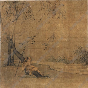 宋 佚名《柳陰高士圖》國(guó)畫高清大圖下載