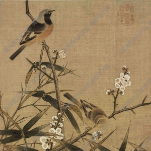 宋 佚名《梅竹雙鵲圖》國(guó)畫高清大圖下載
