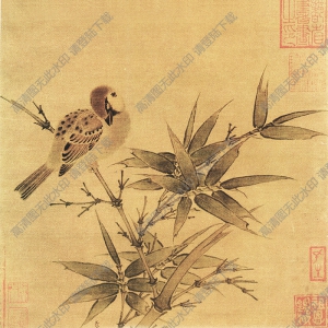 宋 佚名《竹雀圖》國(guó)畫高清大圖下載