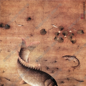 元 賴庵《藻魚(yú)圖》國(guó)畫(huà)高清大圖下載