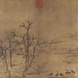 超高清《寒汀落雁圖》國畫百度云網盤下載