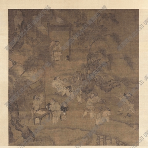 超高清《柳蔭群盲圖》國畫百度云網盤下載